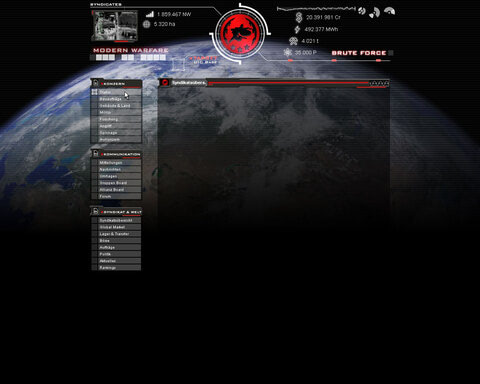 browsergame syndicates user interface design